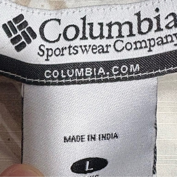 Columbia Men's Tropical Print Shirt - Cream, Teal, Tan - Picture 2 of 3